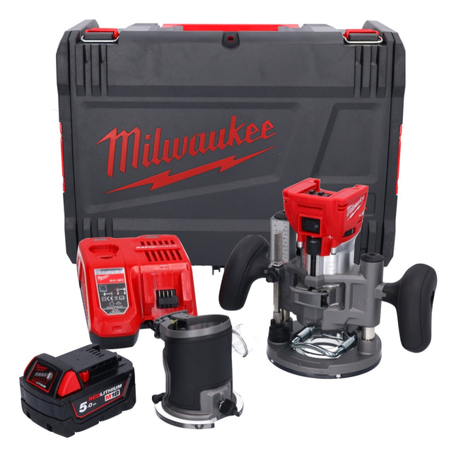 Milwaukee M18 FTR-501X cordless router 18 V brushless + 1x battery 5.0 Ah + charger + router modules + HD box
