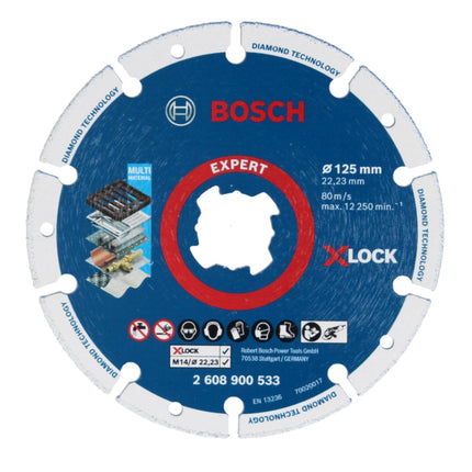 Bosch X-LOCK Set of Cutting Discs Diamond Metal + Carbide Multi Wheel 125 x 22,23mm (061599761M)