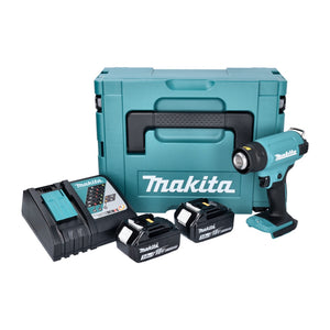 Makita DHG 180 RFJ Akku Heißluftgebläse 18 V 550 °C + 2x Akku 3,0 Ah + Ladegerät + Makpac
