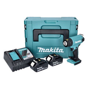 Makita DHG 180 RGJ Akku Heißluftgebläse 18 V 550 °C + 2x Akku 6,0 Ah + Ladegerät + Makpac