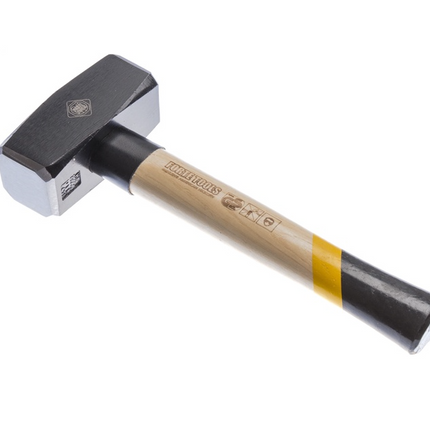FORTE TOOLS Hammer with wooden handle, head weight 2000 g, hammer with wooden handle, premium tool, forged, double ring key, lacquered head (000051151043)