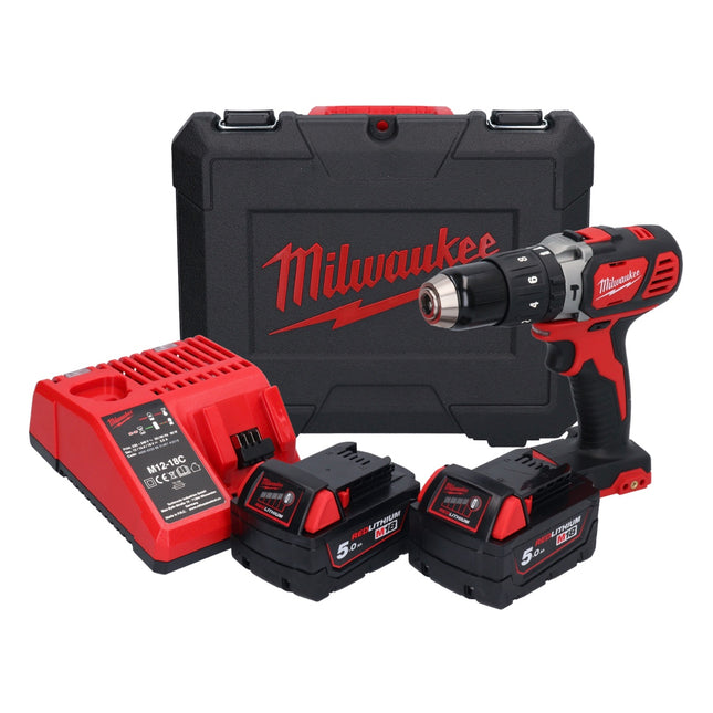 Milwaukee M18 BPD-502C Cordless Percussion Drill 60Nm 18V + 2x Batteries 5.0Ah + Charger + Case
