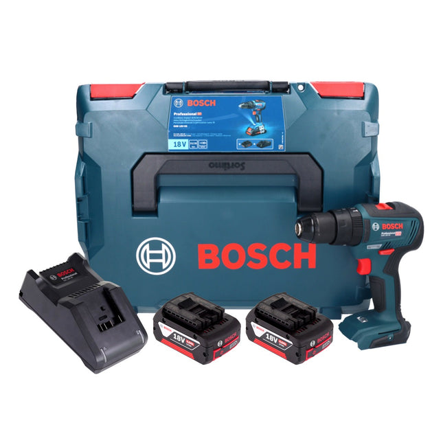 Bosch GSB 18V-55 Taladradora de percusión profesional sin cable 18 V 55 Nm sin escobillas + 2x acumulador 4,0 Ah + cargador + L-Boxx