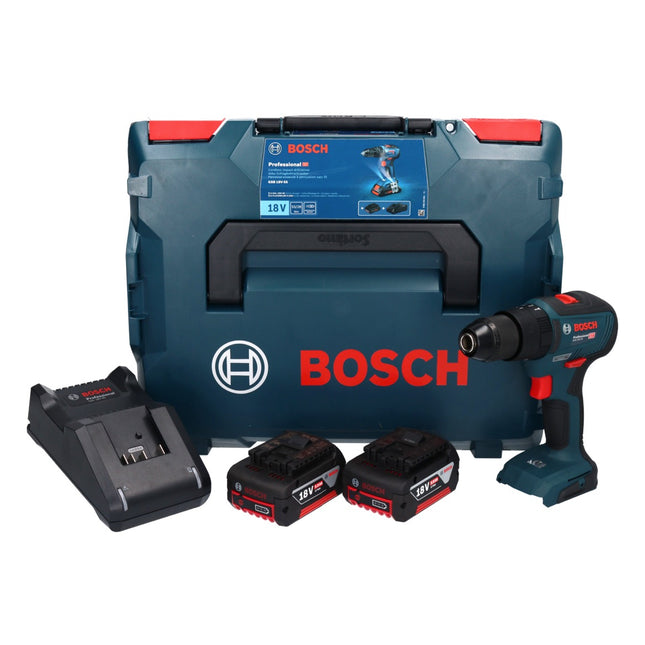 Bosch GSB 18V-55 Taladradora de percusión profesional sin cable 18 V 55 Nm sin escobillas + 2x acumulador 5,0 Ah + cargador + L-Boxx