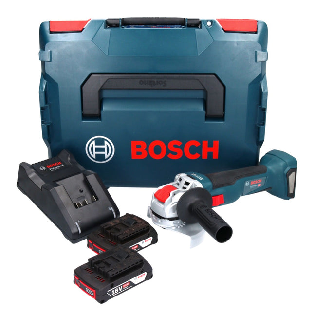 Bosch GWX 18V-10 Amoladora angular profesional sin cable 18 V 125 mm X-LOCK Brushless + 2x acumulador 2,0 Ah + cargador + L-Boxx