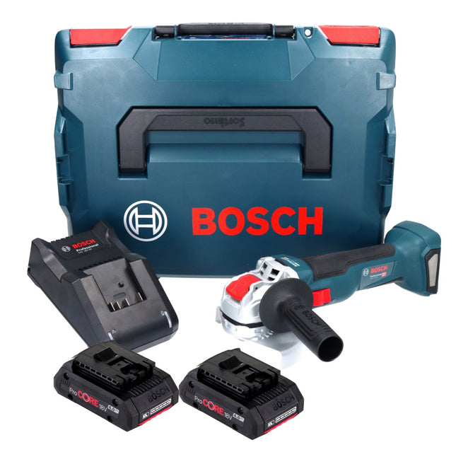 Bosch GWX 18V-10 Amoladora angular profesional sin cable 18 V 125 mm X-LOCK Brushless + 2x batería ProCORE 4,0 Ah + cargador + L-Boxx