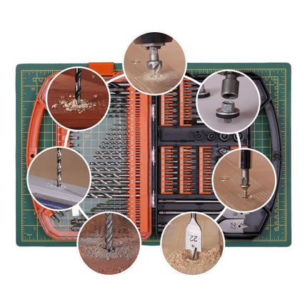 WellCut Juego de 101 brocas y puntas de taladro en estuche 1/4" Phillips / Pozidriv / ranuradas / hexagonales / Torx / Robertson / brocas para madera, acero y albañilería ( WC-DB101U )