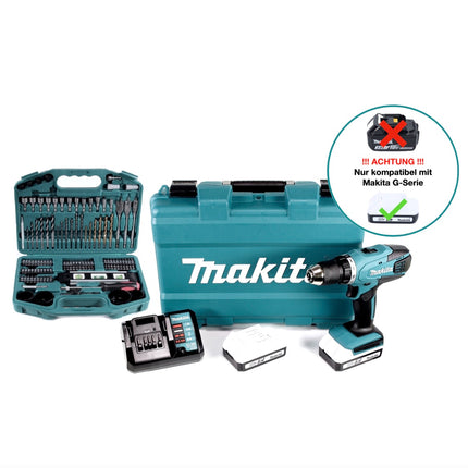 Makita DF 457 DWE Trapano avvitatore a batteria 18V in valigetta + 2x Batterie 1,3 Ah + Caricabatterie