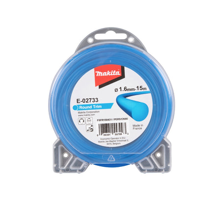 Makita 2 teste filettate Tap&Go 2,0 mm ( 191D91-7 ) + filo di taglio rotondo 1,6 mm 15 m ( E-02733 ) per tagliaerba a batteria 18 V DUR 187 e DUR 188