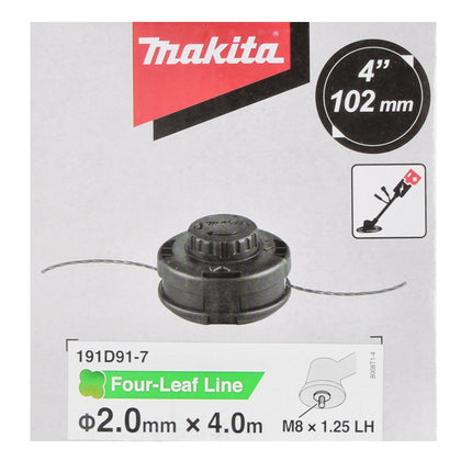 Makita 2 teste filettate Tap&Go 2,0 mm 2 pezzi ( 2x 191D91-7 ) + filo di taglio rotondo 1,6 mm 15 m 2 pezzi ( 2x E-02733 ) per tagliaerba a batteria 18 V DUR 187 e DUR 188