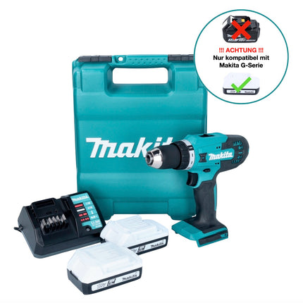 Makita DF 488 DWE Akku Bohrschrauber 18 V 42 Nm G-Serie + 2x Akku 1,5 Ah + Ladegerät + Koffer - Toolbrothers