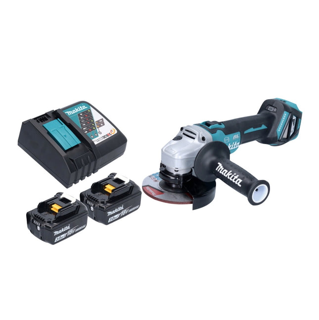 Makita DGA 513 RF cordless angle grinder 18 V 125 mm brushless + 2x rechargeable battery 3.0 Ah + charger