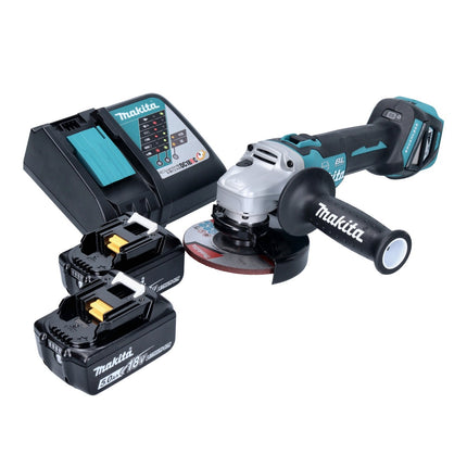 Smerigliatrice angolare a batteria Makita DGA 513 RT 18 V 125 mm brushless + 2x batteria ricaricabile 5,0 Ah + caricabatterie