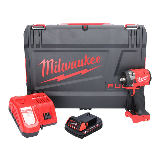 Milwaukee M18 FIW2F38-201X Cordless Impact Wrench 339 Nm 3/8 " 18V Brushless + 1x Battery 2.0 Ah + Charger + HD Box Case