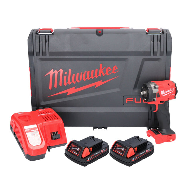 Milwaukee M18 FIW2F38-202X Akku Schlagschrauber 18 V 339 Nm 3/8 " Brushless + 2x Akku 2,0 Ah + Ladegerät + HD Box