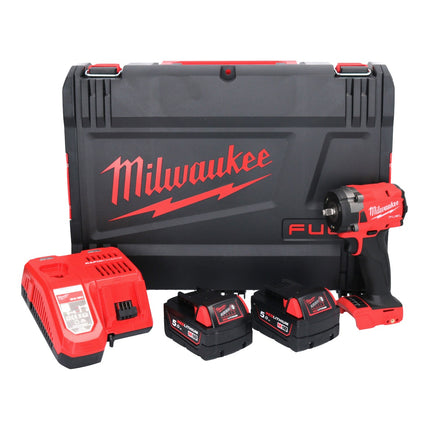 Milwaukee M18 FIW2F38-502X Clé à choc sans fil 18 V 339 Nm 3/8 " Brushless + 2x batterie 5,0 Ah + chargeur + HD Box