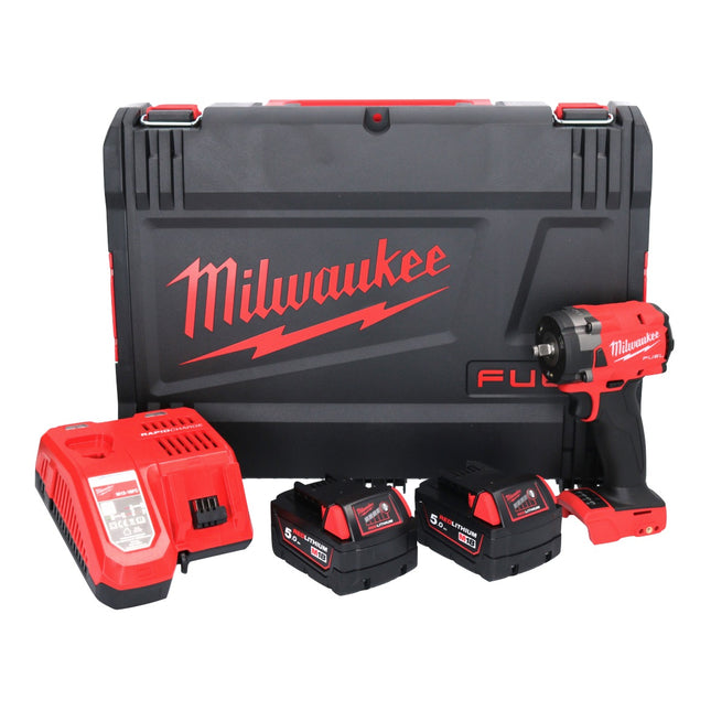 Milwaukee M18 FIW2F38-502X Cordless impact wrench 18 V 339 Nm 3/8 " brushless + 2x rechargeable battery 5.0 Ah + charger + HD box