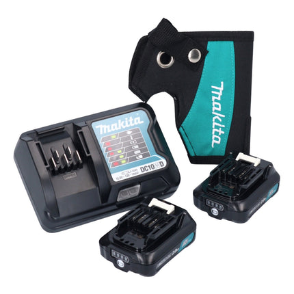 Makita DF 333 DWAE Akku Bohrschrauber 12 V max. 30 Nm + 2x Akku 2,0 Ah + Ladegerät + Holster + Koffer