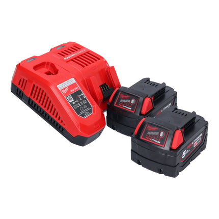 Amoladora angular a batería Milwaukee M18 FSAG125X-502X 18 V 125 mm sin escobillas + 2x baterías 5.0 Ah + cargador + caja HD