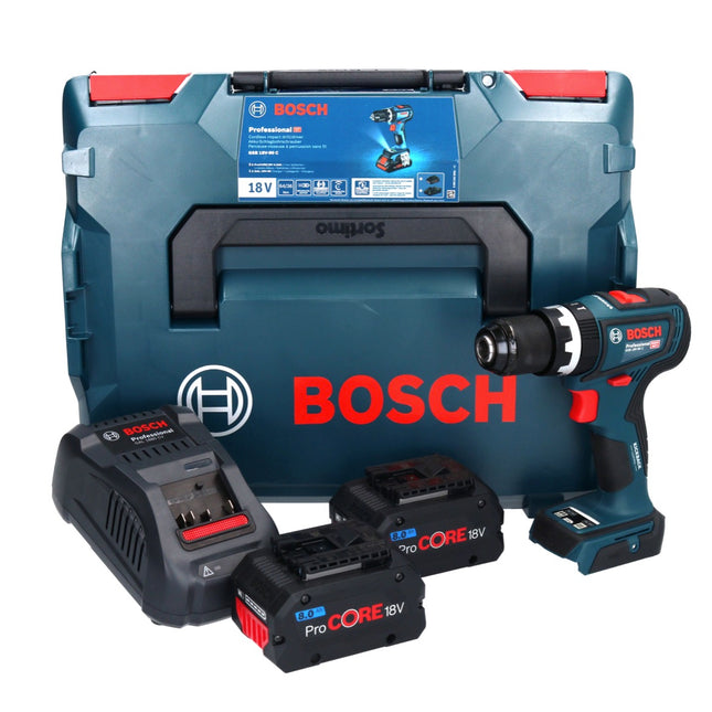 Bosch GSB 18V-90 C Taladradora de percusión profesional sin cable 18 V 64 Nm sin escobillas + 2x acumulador ProCORE 8,0 Ah + cargador + L-Boxx