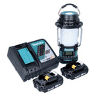 Makita DMR 056 RA radio inalámbrica 18 V FM DAB+ con linterna 360° IP65 + 2x batería recargable 2,0 Ah + cargador