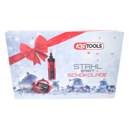 KS Tools Adventskalender „Stahl statt Schokolade“ mit Akku Stabschrauber Satz und Torsions Bit Set 27 tlg. ( 999.3333 )