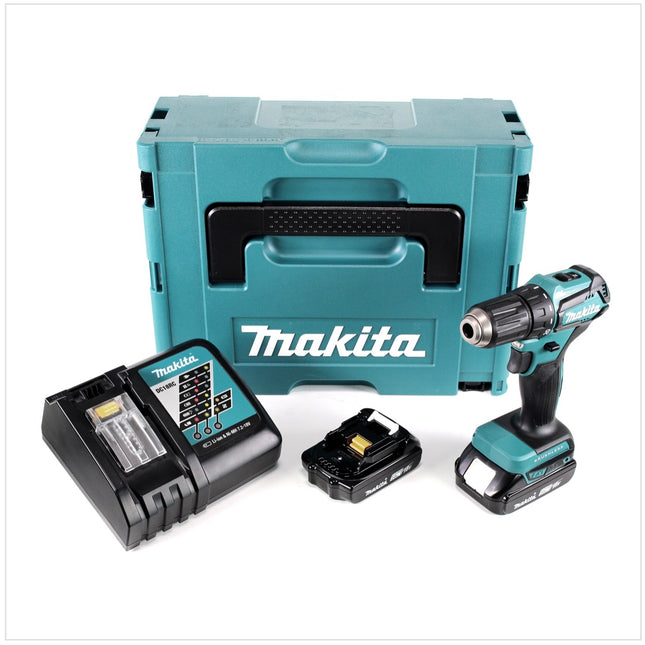 Makita DDF 483 RAJ Taladro atornillador a batería 18V en Makpac 2 + 2x Batería BL1820 2,0 Ah + Cargador DC 18 RC