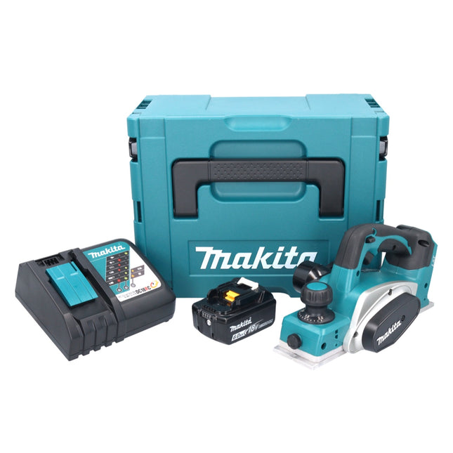 Makita DKP 180 RG1J cordless planer 18 V 82 mm + 1x rechargeable battery 6.0 Ah + charger + Makpac