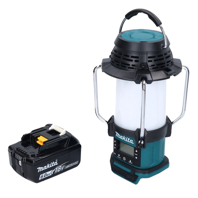 Makita DMR 055 G1 cordless radio 18 V FM with lantern 360° torch + 1x rechargeable battery 6.0 Ah - without charger