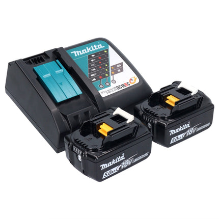 Makita DDF 453 RTX1 taladro atornillador inalámbrico 18 V 42 Nm + 2x baterías 5,0 Ah + cargador + set de accesorios 74 piezas + maletín