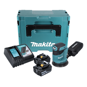 Makita DBO 180 RTJ Akku Exzenterschleifer 18 V 125 mm + 2x Akku 5,0 Ah + Ladegerät + Makpac