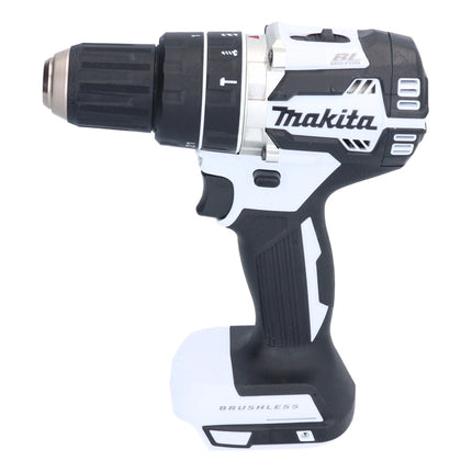 Makita DHP 484 SYX1W taladro percutor inalámbrico 18 V 54 Nm sin escobillas blanco + 2x baterías 1,5 Ah + cargador + set de accesorios 74 piezas + estuche