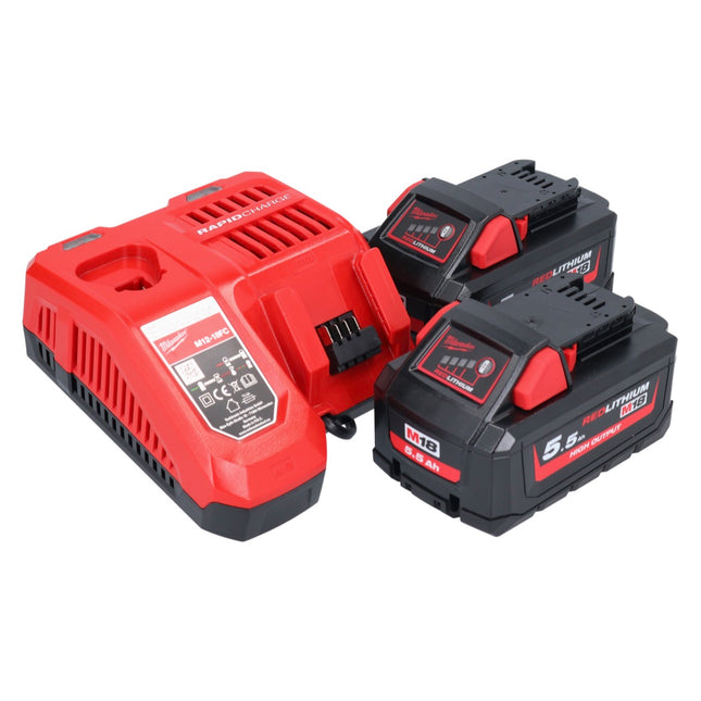 Milwaukee M18 NRG-552 Battery Starter Set High Output 18 V + 2x battery 5.5 Ah ( 2x 4932464712 ) + M12-18 FC charger ( 4932451079 )