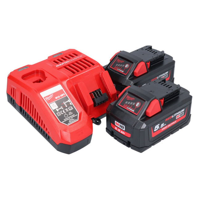 Milwaukee M18 NRG-552 Battery Starter Set High Output 18 V + 2x batteria 5,5 Ah ( 2x 4932464712 ) + caricatore M12-18 FC ( 4932451079 )