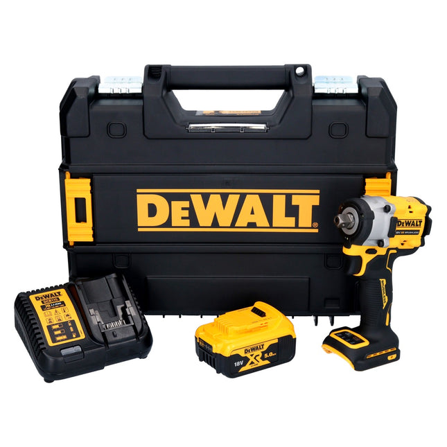 Atornillador de impacto a batería DeWalt DCF 922 P1 18 V 400 Nm 1/2" sin escobillas + 1 batería de 5,0 Ah + cargador + TSTAK