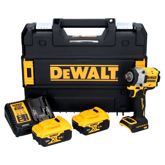Atornillador de impacto a batería DeWalt DCF 922 P2 18 V 400 Nm 1/2" sin escobillas + 2 baterías de 5,0 Ah + cargador + TSTAK