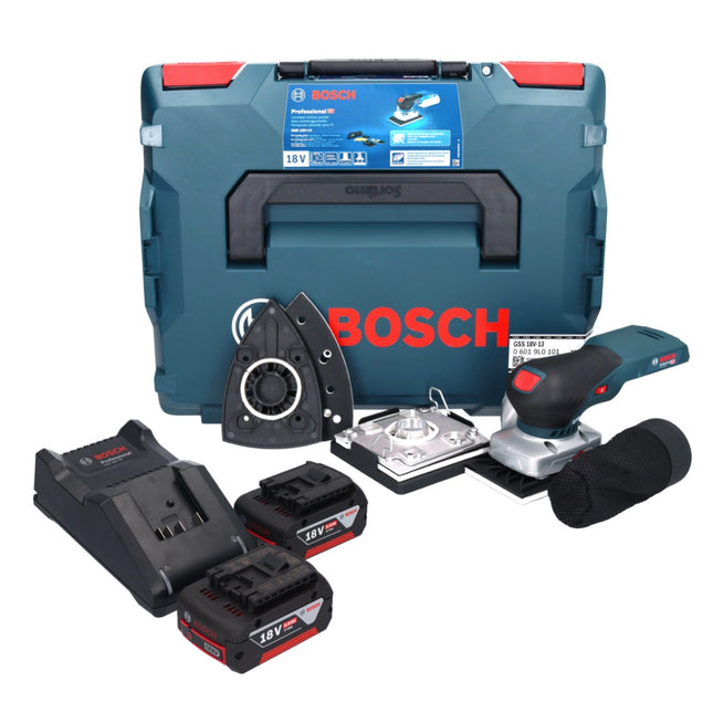 Bosch GSS 18V-13 cordless orbital sander 18 V + 2x rechargeable battery 5.0 Ah + charger + L-BOXX