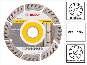 Bosch Standard for Universal Diamanttrennscheibe 125 x 22,23 mm 10 Stk. ( 2608615060 ) für Beton, Stahl-Beton, Back-, Kalk- und Sand-Stein
