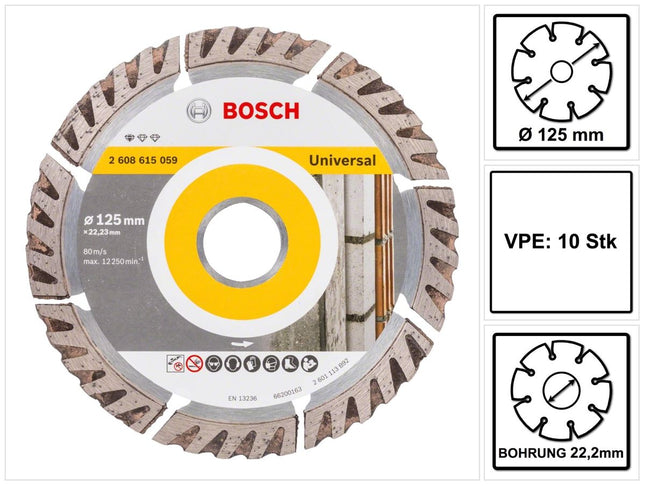 Bosch Standard for Universal diamond cutting disc 125 x 22.23 mm 10 pcs. ( 2608615060 ) for concrete, steel-concrete, brick, lime and sandstone
