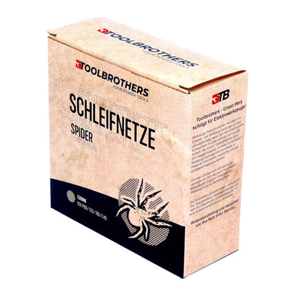Toolbrothers SPIDER Schleifset Netz 150 mm 2 Packungen 80x Schleifnetze Klett je 20x P80 / P120 / P180 / P240 für Hartholz, Weichholz, Lack, Stein, Stahl, Aluminium, Furnier - Toolbrothers
