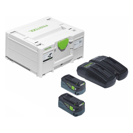 Festool CSC SYS 50 EBI-Set akumulatorowa pilarka tarczowa 36 V ( 2x 18 V ) ( 577379 ) 168 mm bezszczotkowa + podstawa + 2x akumulator 5,0 Ah + ładowarka + systainer