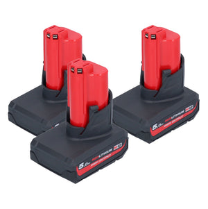 Milwaukee Akku Set 3x M12 HB5 High Output 12 V 5,0 Ah / 5000 mAh Li-Ion Akku ( 3x 4932480165 )