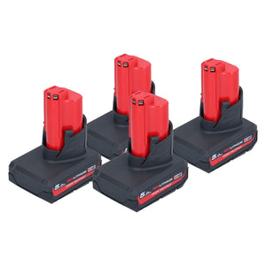 Milwaukee Akku Set 4x M12 HB5 High Output 12 V 5,0 Ah / 5000 mAh Li-Ion Akku ( 4x 4932480165 )