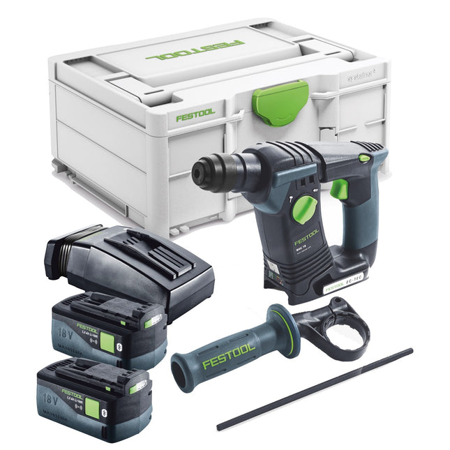 Festool BHC 18-Basic Akku Bohrhammer 18 V 1,8 J SDS Plus Brushless + 2x Akku 5,0 Ah + Ladegerät + Systainer - Toolbrothers