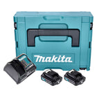 Kit de alimentación Makita (197658-5) 2 baterías BL 1021 B de 12 V máx. 2,0 Ah CXT + cargador DC 10 SB + Makpac
