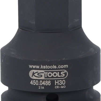 KS TOOLS 1" Kraft-Bit-Stecknuss Innensechskant, kurz, 30 mm ( 450.0486 ) - Toolbrothers