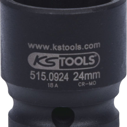 KS TOOLS 1/2' Bussola poligonale p.avvitatori ad impulsi,corta,24mm ( 515.0924 )