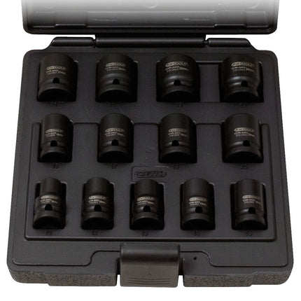 KS TOOLS 1/2" 12-kant-Kraft-Stecknuss-Satz, kurz, 13-tlg ( 515.0900 )