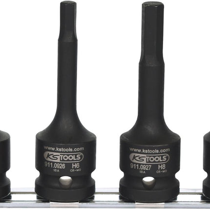 KS TOOLS 1/2" Kraft-Bit-Stecknuss-Satz, lang, 4-tlg ( 515.1105 ) - Toolbrothers
