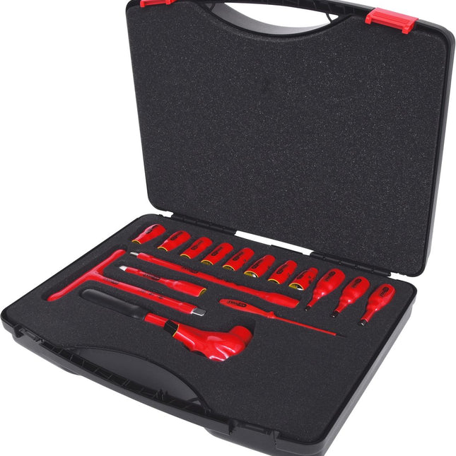KS TOOLS Coffret de douilles isolées et cliquet, 1/2', 16 pcs ( 117.1860 )